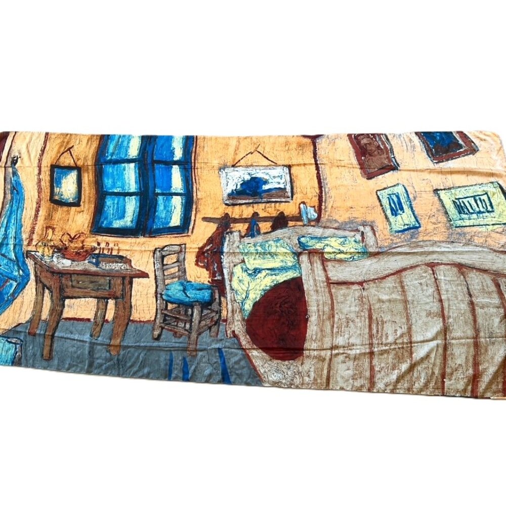 Scarf Van Gogh Art "The Bedroom" 35 1/2" X 76" XL Silk Blend Excellent Condition